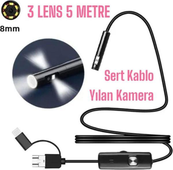 Urfakent Yılan Kamera 3 Lens 2 Metre 5 Metre 10 Metre Seçenekli Sert Kablo - Image 1
