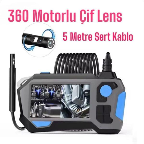 Urfakent 360 Motorlu Ekranlı Çift Lensli 5 Metre Yılan Kamera(Tf Kart Girişlidir) - Image 1