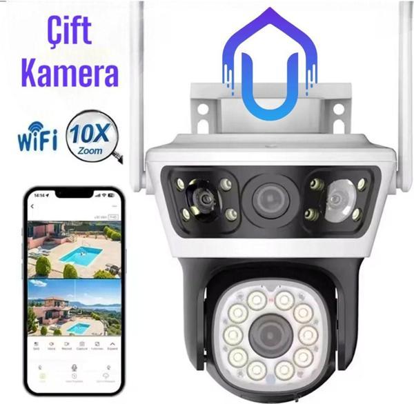 Urfakent Çift Kameralı Mini Wifi Ptz Kamera P6Slite Türkçe Uygulama - Image 1