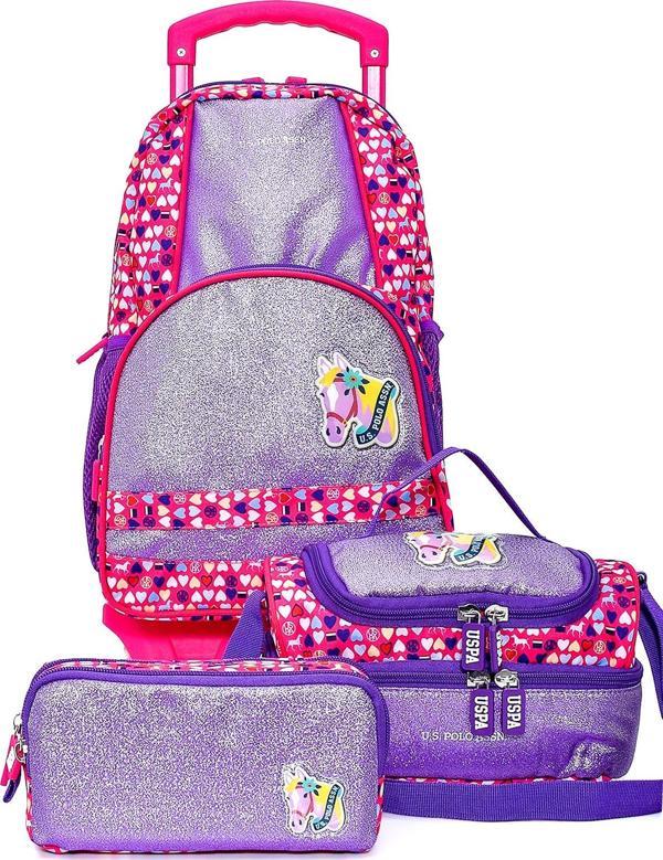 U.S. Polo. Assn. Kız Çocuk Tekerlekli Okul Çanta Seti PLSETTRL241626364 - Image 1
