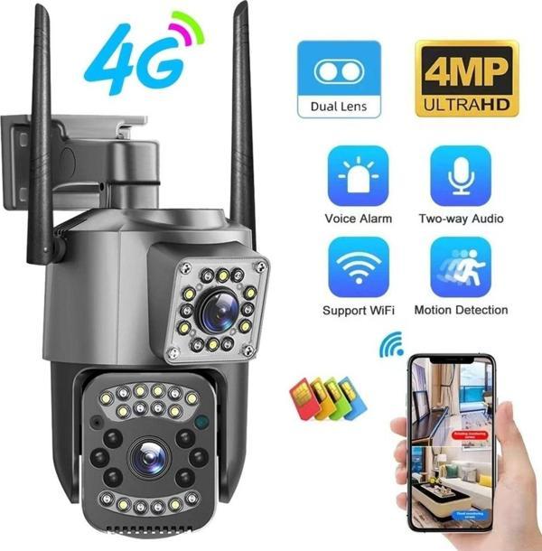 Urfakent 4G Çift Kameralı Sim Kart İle Çalışan Elektrikl Ptz Kamera(Hafıza Kartı Hediyelidir) - Image 1