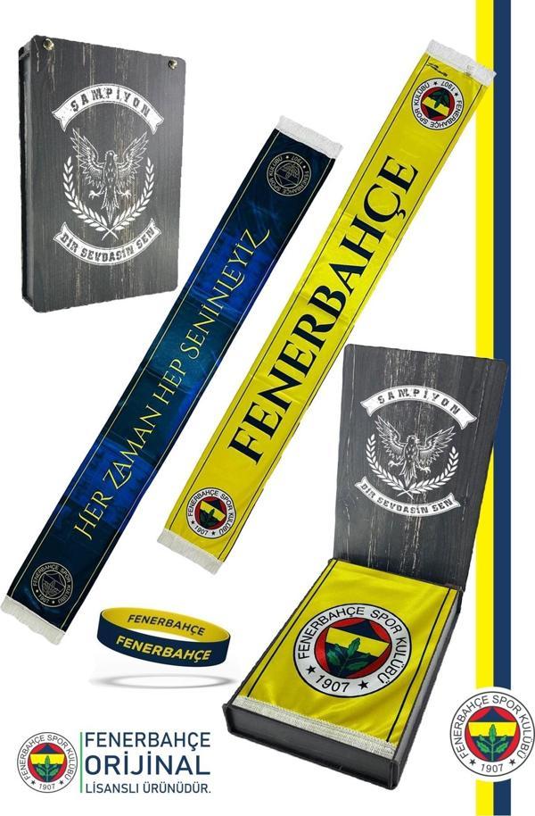 Fenerbahçe Orijinal Lisanslı Her Zaman Hep Seninleyiz Şal Atkı ve Bileklik Set Kanarya B - Image 1