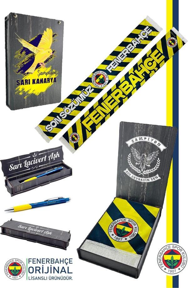 Fenerbahçe Orijinal Lisanslı Son Sözümüz Fenerbahçe Saten Şal Atkı + Uçlu Kalem Set Hedi - Image 1