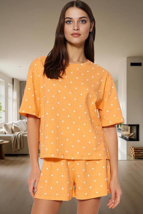 Kadın Kısa Kollu Regular Kalıp Pamuklu Pijama Takımı Uzun Ömürlü Premium Kalite Özel Tasarım - Image 1