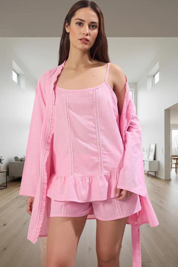 Kadın Pamuklu Fırfırlı Pijama Takımı Rahat ve Şık Ev Giyim Seti Zarif Tasarım Kullanım - Image 1
