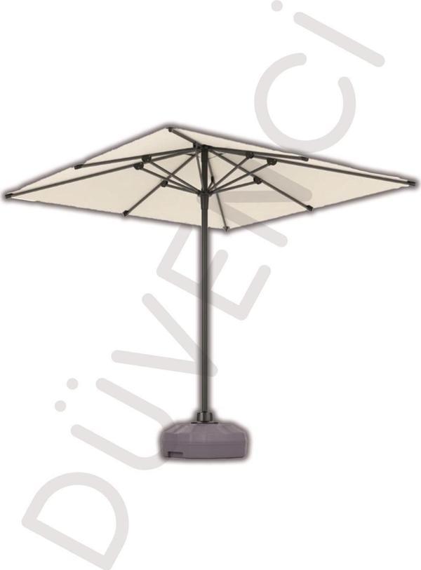 Alubrella Krem Güneş Şemsiyesi Kare, 210/210 8 telli, Su Geçirmez Kumaş, Bidonlu - Image 1