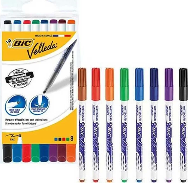 BİC 1721 VELLEDA ÇOCUK BEYAZ TAHTA KALEMİ 8 RENK BLİSTER (1199005728) - Image 1