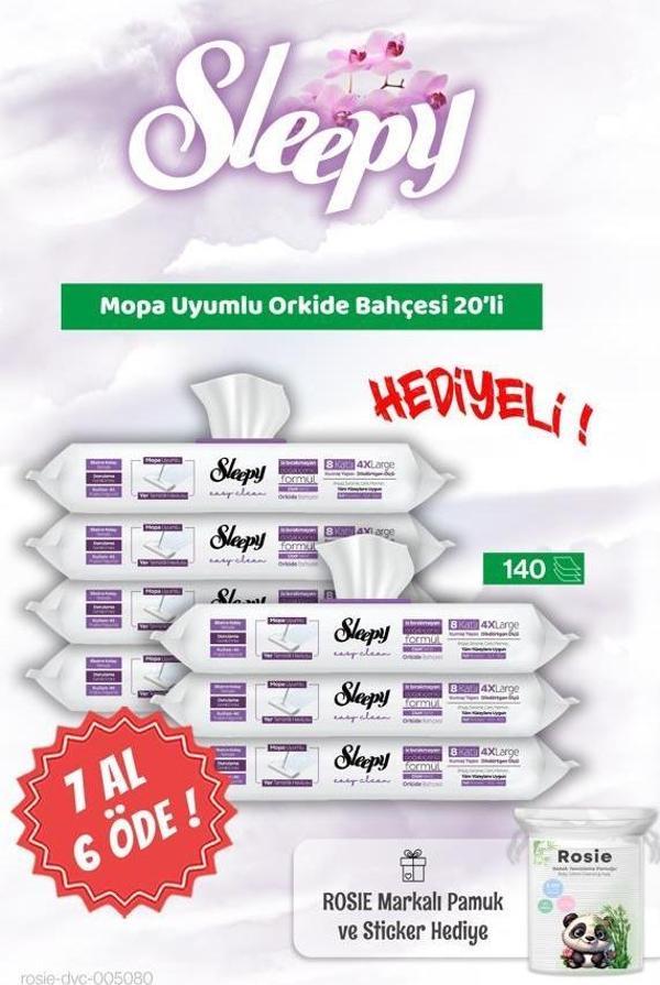 Sleepy 7 AL 6 ÖDE Mopa Uyumlu Orkide Bahçesi 20'li ve Rosie Bebek pamuğu - Image 1