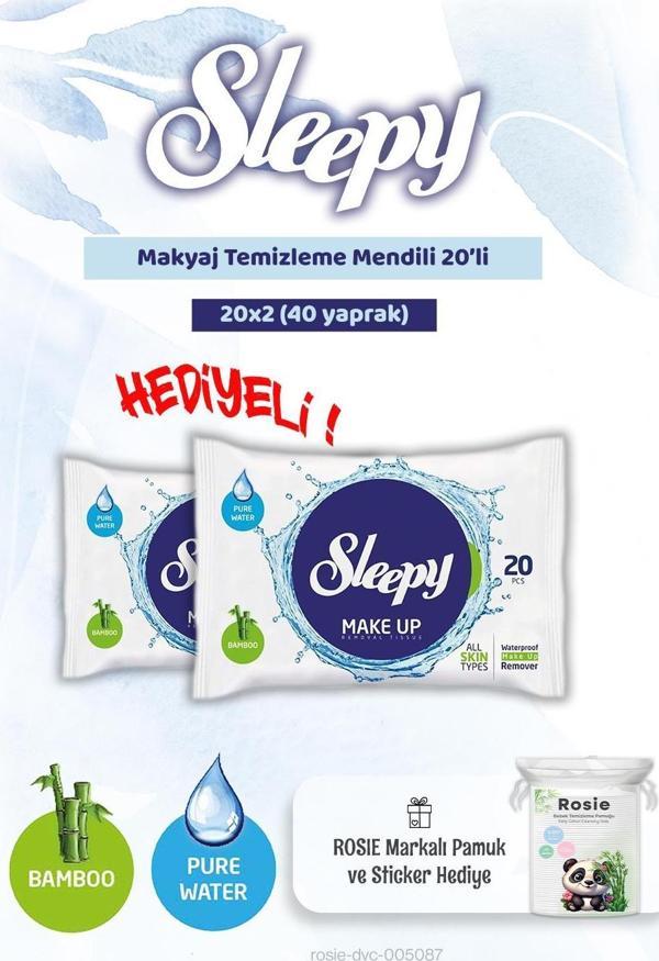 Sleepy Makyaj Temizleme Mendili 20'li x 2 ve Rosie Pamuk - Image 1