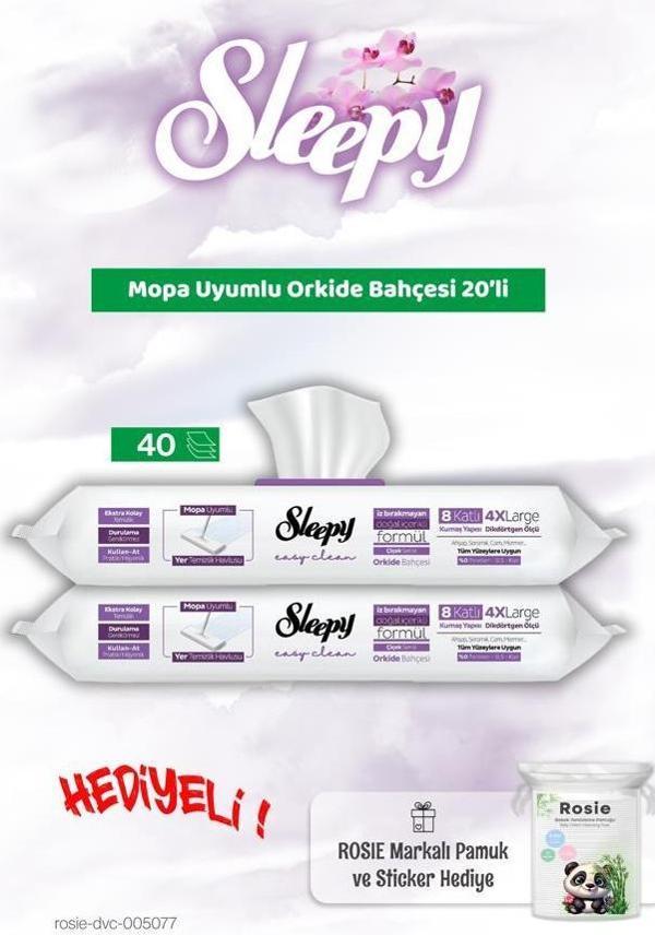 Sleepy Mopa Uyumlu Orkide Bahçesi 20'li x 2 ve Rosie Bebek pamuğu - Image 1