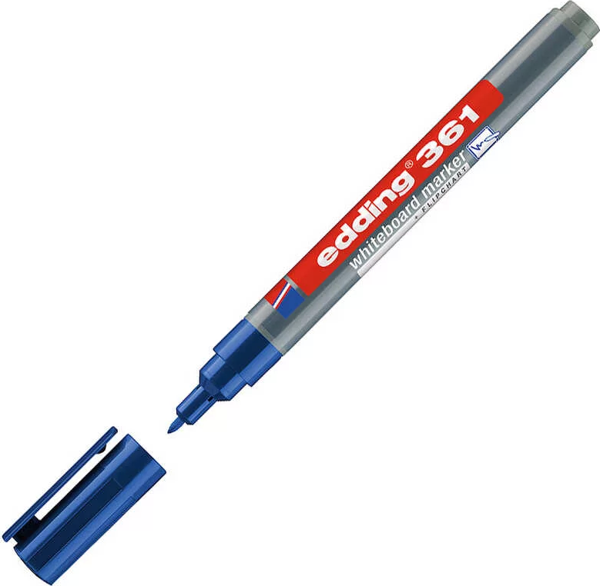 Edding 361 Beyaz Yazı Tahtası Kalemi İnce Uç 1 mm Mavi - Image 1