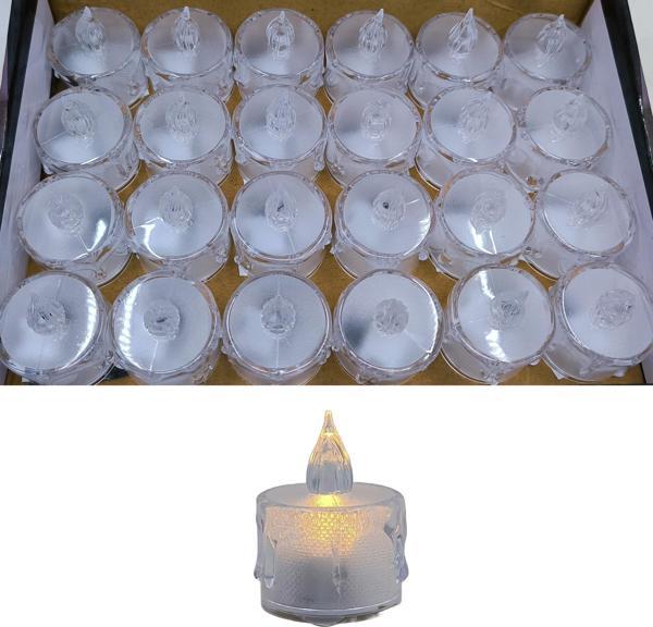 Hedyex 4cm Şeffaf Led Mum 3 Pilli On-Off Düğmeli 24lü Kutu - Image 1