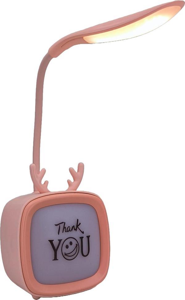 Hedyex Budret Şarjlı 400mAh Led Masa Lambası Akrobatik Gece Lambası Pembe - Image 1