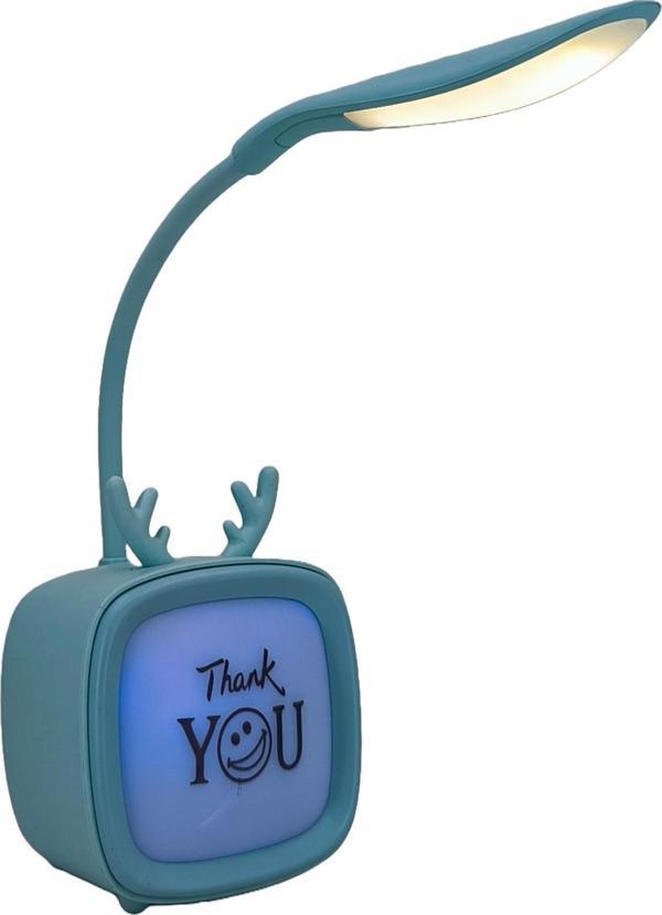 Hedyex Budret Şarjlı 400mAh Led Masa Lambası Akrobatik Gece Lambası Turkuaz - Image 1
