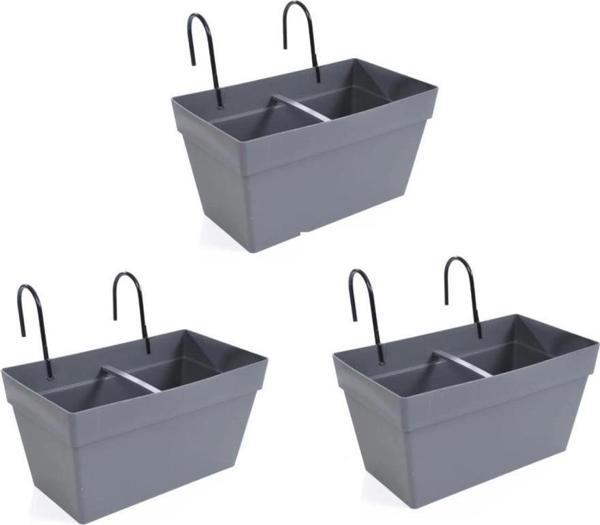Omnipazar SO-YB01A Askılı Yalı Balkon Saksı 6.5 lt Antrasit 3 Adet - Image 1