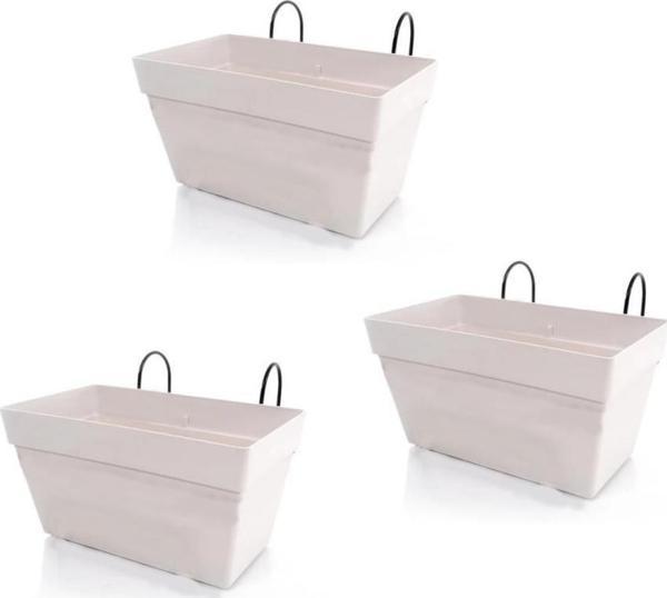 Omnipazar SO-YB01A Askılı Yalı Balkon Saksı 6.5 lt Kirli Beyaz 3 Adet - Image 1