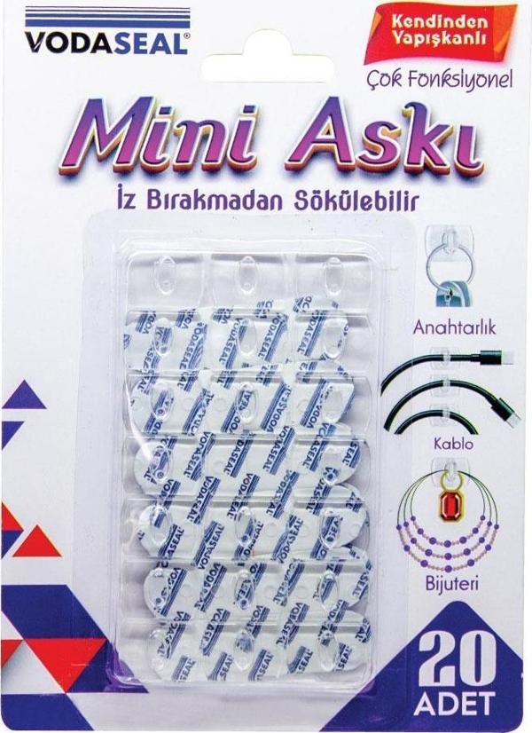 VodaSeal İz Bırakmadan Sökülebilir Mini Askı - 20 Parça - Şeffaf - Image 1
