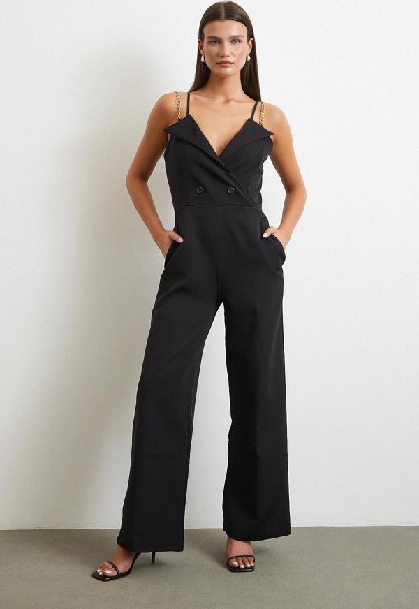 Zincir Detaylı Tulum Siyah - Image 1