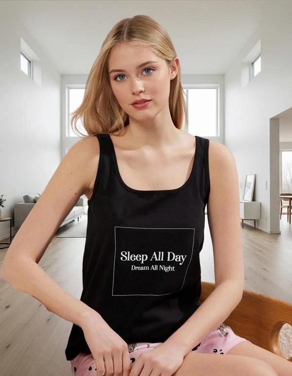 Kadın Yazlık Pamuklu Pijama Takımı Havuz Yaka Regular Kalıp Rahat Uyku Seçkin Malzeme - Image 1