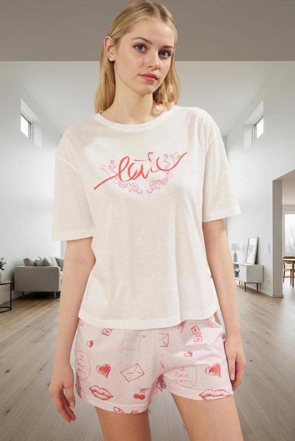 Kadın Pijama Takımı Sevgililer Günü Baskılı Pamuklu Rahat Ev Giyim Profesyonel Görünüm Mükemmel Uyum - Image 1