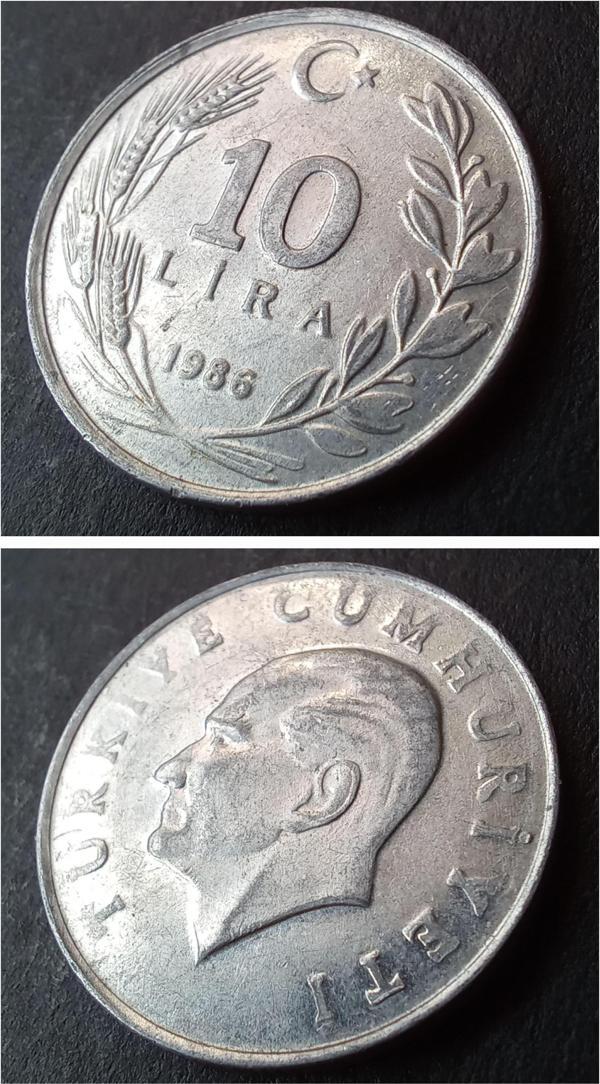 Escoines Koleksiyon 399636817d71ec3470 1986 10lira ÇA+ eski madeni para - Image 1