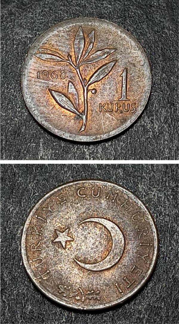 Escoines Koleksiyon 399636873417f237fe 1Kuruş 1968 Eski Madeni Para - Image 1