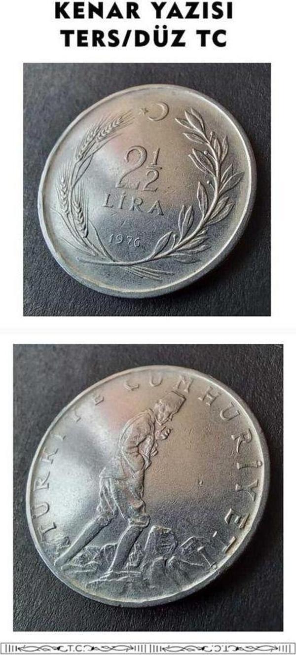 Escoines Koleksiyon 39963687fb9ff17992 1976 akmonital ters/düz tc kayıtlı hata ÇÇT+ eski madeni para - Image 1