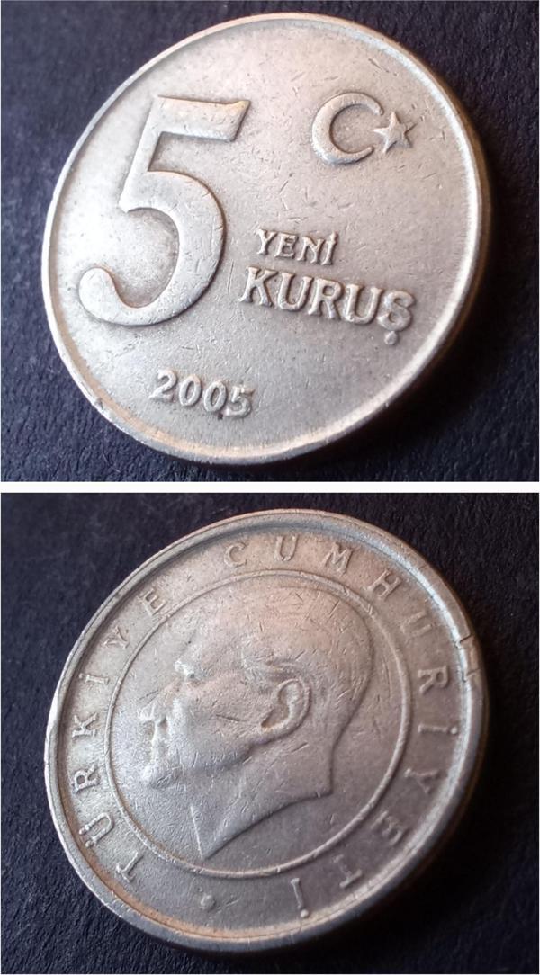 Escoines Koleksiyon 39963687fc6fe2ade8 2005 5 Yeni Kuruş ÇT/ÇÇT Eski Madeni Para - Image 1