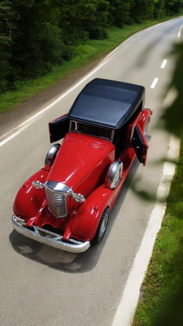 Nostaljik Metal Çek Bırak Araba Kırmızı Kapılar Açılır ( 1/36 Ölçek ) Mod:3 - Image 1