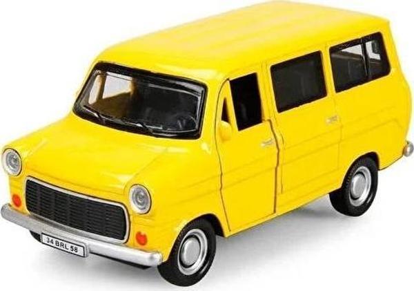 Nostaljik Metal Çek Bırak Ford Sesli ve Işıklı Minibüs Sarı ( 1/36 Ölçek ) - Image 1