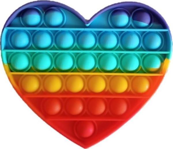 Pop It Duyusal Zihinsel Oyuncak  ( Rainbow Renk, Kalp ) - Image 1