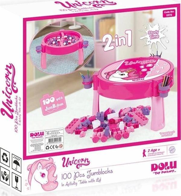 2572 UNICORN 100 PCS BLOKLU AKTIVITE MASASI MONTAJ - Image 1