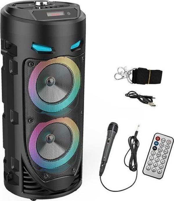 Zhltools ZQS4239 Mikrofonlu Taşınabilir Dev Speaker Led Işıklı Bluetooth Hoparlör - 4inc×2-8W×2 1800mAh - Image 1