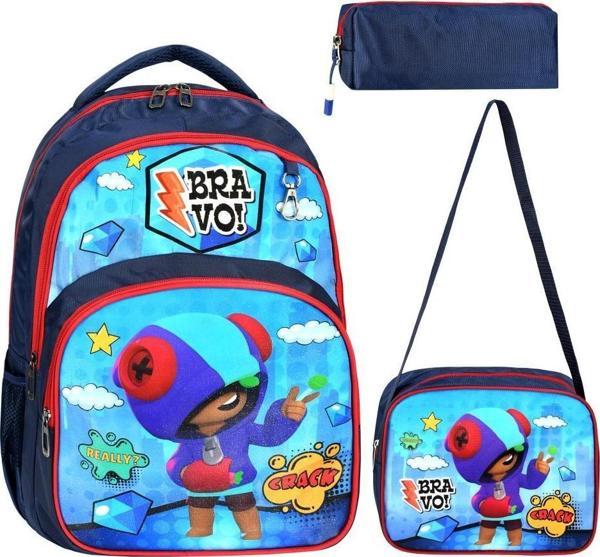 İlkokul Çantası Beslenme+Kalemlik Set Erkek Bravo - Image 1