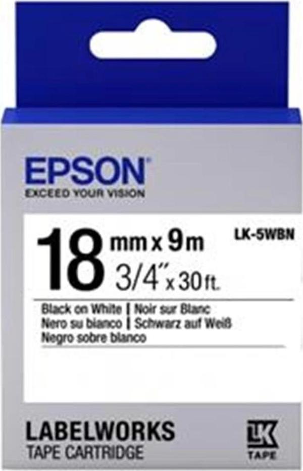Epson LK-5WBN Standart Beyaz Üzeri Siyah 18mm 9Metre Etiket - Image 1