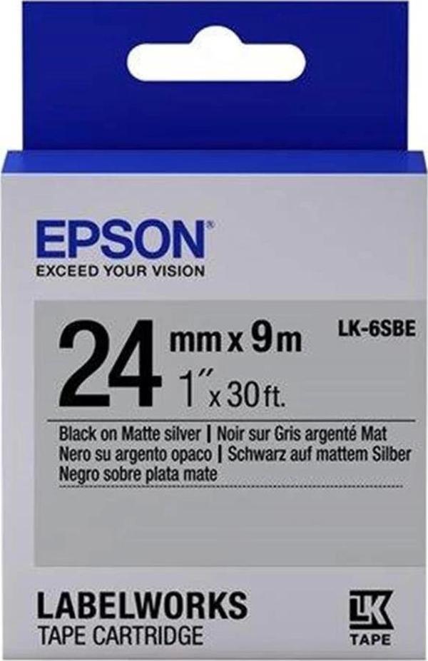 Epson LK-6SBE Gümüş Üzeri Siyah 24mm 9Metre Etiket - Image 1
