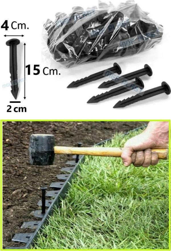 Çim Ayırıcı Kazığı 50 Adet Çim Ayracı Kazığı Çim Sınırlayıcı Kazığı Plastik Çivi - Image 1