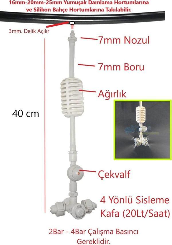 Netafim 5Adet Sera Sisleme Nemlendirme Spreyi Nozulu Kafa Sulama Ekipmanları Sera Sulama Mist Nozul - Image 1