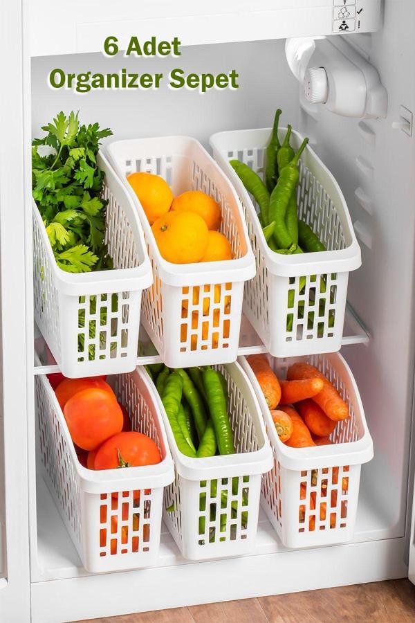 Porsima Org-22 Çok Amaçlı Buzdolabı İçi Düzenleyici Sebze Meyve Organizer Sepet (6) adet) - Image 1