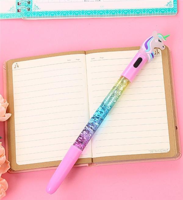 Unicorn Temalı Işıklı Sulu Pullu Kalem​ - Image 1