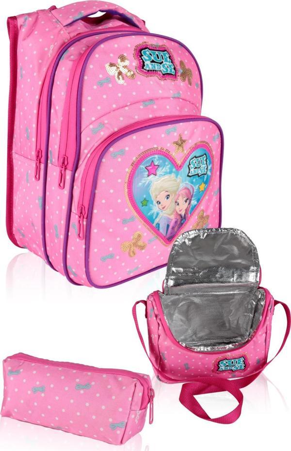 Lugmo 3 Lü İlkokul Çanta Seti Kız Çocuk Çantası Astarlı Love SueandSe Pembe - Image 1