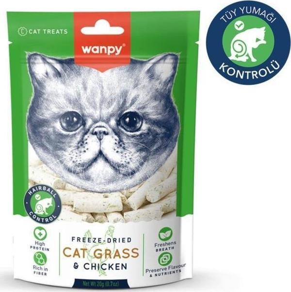 Wanpy Kedi Dondurulmuş Kedi Çimi ve Tavuklu Ödül 20 Gr - Image 1