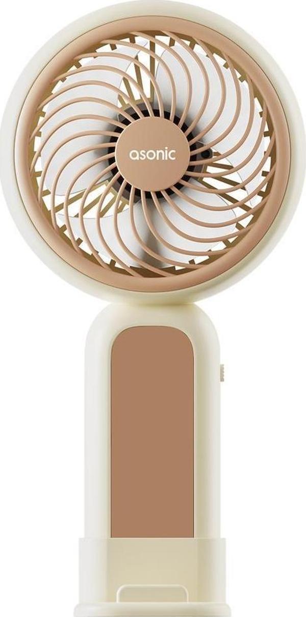 Asonic AFN21 Krem 250mAh Dahili Pil Elde Taşınabilir Masaüstü Usb Fan Şarjlı Type-c Şarj - Image 1