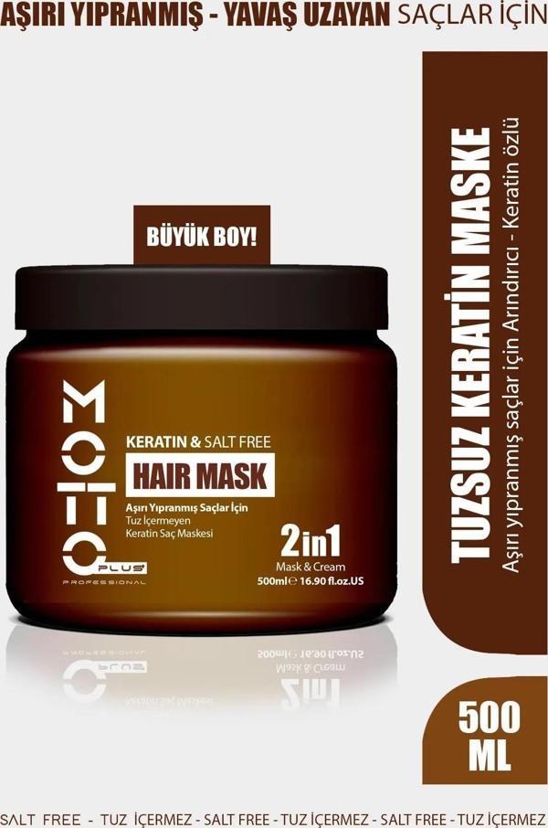 Motto Plus Professional Yavaş Uzayan - Aşırı Yıpranmış Saçlar İçin Tuz İçermeyen Keratin Maskesi 500ML - Image 1