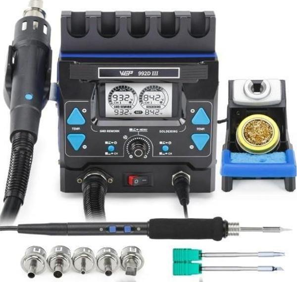 Luxury, 2'si 1 Arada Yüksek Güçlü Lehimleme ve Sıcak Hava Üfleme İstasyonu Prolink  P-92 DIII Yeşil Renk Antisıtatik - Image 1