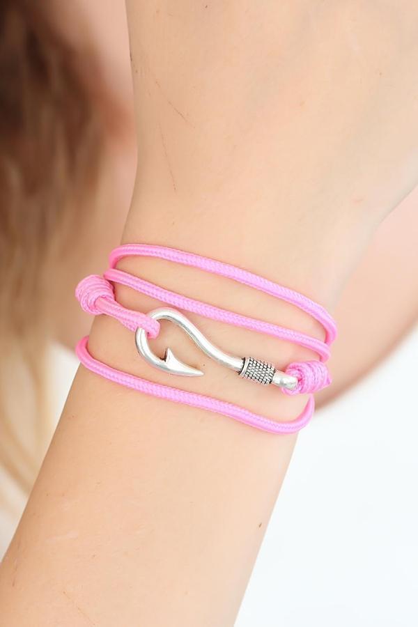 Pembe Renk Gümüş Metal Kancalı Bayan Çoklu Bileklik - EBJ250705W30794 - Image 1
