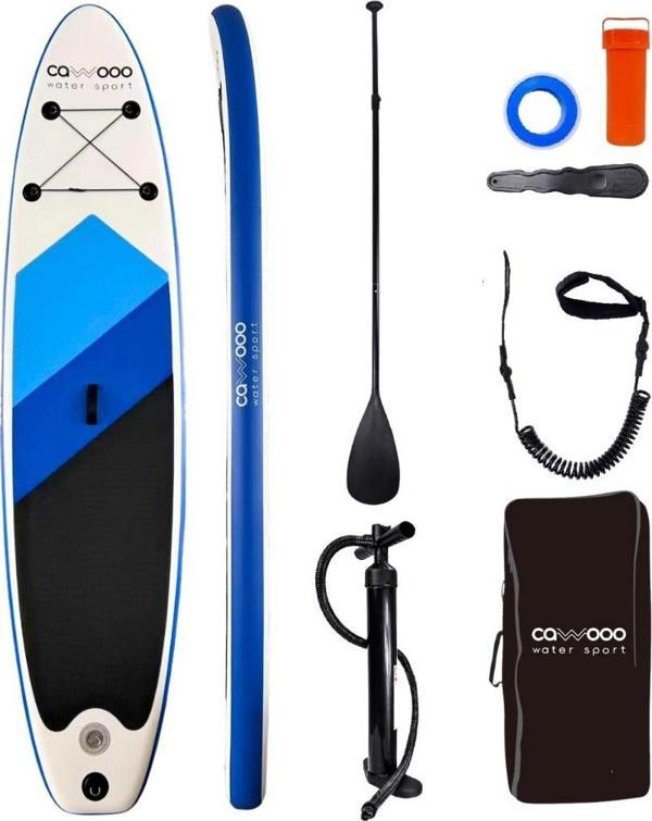 Cawooo SUP Şişme Sörf Tahtası Stand Up Paddle Board 78*320*15 cm Mavi - Image 1