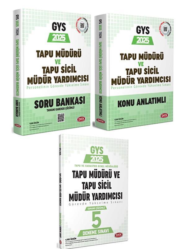 Data 2025 GYS Tapu Kadastro Tapu Müdürü ve Sicil Müdür Yardımcısı 5 Deneme + Konu + Soru 3 lü Set - Data Yayınları - Image 1
