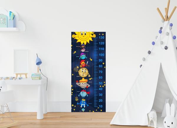 Çocuk Odası Bebek Odası Boy Ölçer Boy Cetveli Sticker Gezegen - Image 1