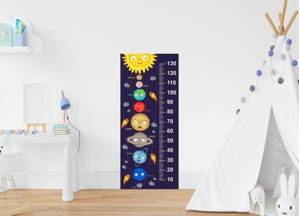 Çocuk Odası Bebek Odası Boy Ölçer Boy Cetveli Sticker Gezegenler - Image 1